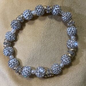 Elegant Silver and Gold Handmade Beaded Bracelet